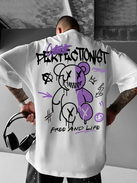 Erkek Tişört Baskılı Bisiklet Yaka Kısa kol t-shirt - Beyaz ürün görseli 1