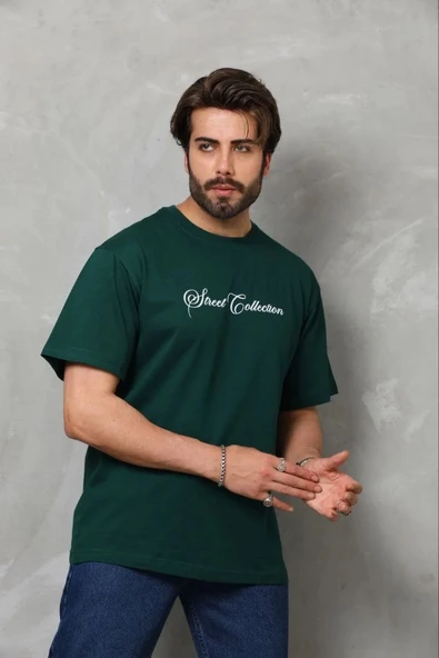 Erkek Baskılı T-Shirt Kısa Kol Bisiklet Yaka Regular Fit Tişört - Çağla Yeşili ürün görseli 1
