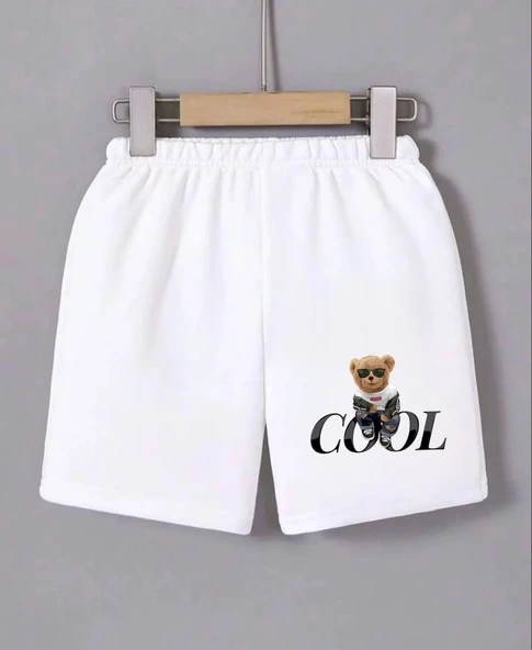 Kadın Beli Lastikli Baskılı Mini Şort - Beyaz ürün görseli 1