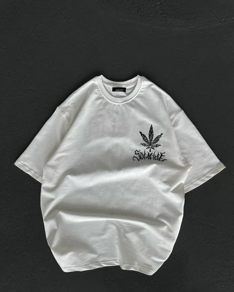 Kadın Baskılı T-Shirt Kısa Kol Bisiklet Yaka Oversize Rahat Kalıp Günlük Tişört   - Beyaz ürün görseli 1
