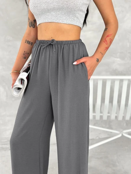 Kadın Ayrobin Oversize Kadın Pantolon - Füme ürün görseli 1