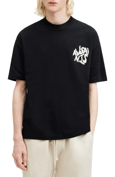 Erkek Tişört Baskılı Oversize Kısa kol T-shirt - Siyah ürün görseli 1