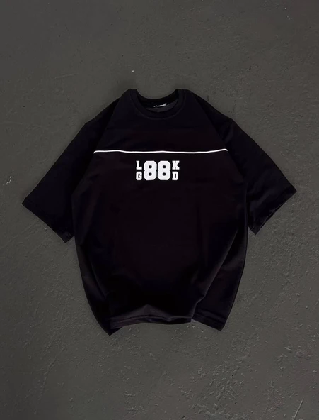 Kadın Baskılı T-Shirt Kısa Kol Bisiklet Yaka Oversize Rahat Kalıp Günlük Tişört   - Siyah ürün görseli 1