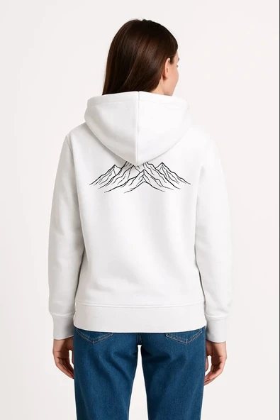 Kadın 3 İplik Pamuklu Kapüşonlu Hoodie Sweatshirt Nihilist Penguen Baskılı - Beyaz ürün görseli 1