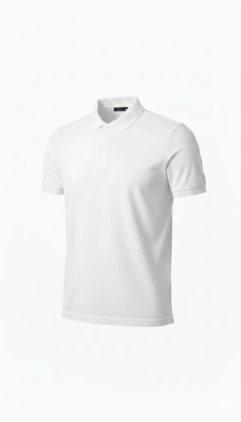 Erkek Polo Yaka Düğmeli Pike Kumaş Tişört Regular Fit Kısa Kol T-Shirt - Beyaz ürün görseli 1
