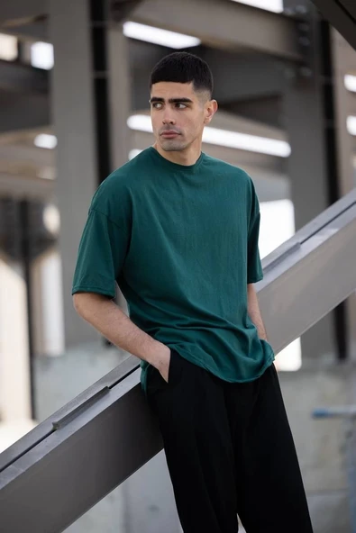 Erkek Düz T-Shirt Kısa Kol Bisiklet Yaka Regular Fit Rahat Kalıp Günlük Tişört - Haki ürün görseli 1