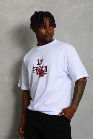 Erkek Baskılı T-Shirt Kısa Kol Bisiklet Yaka Regular Fit Tişört - Beyaz ürün görseli 1