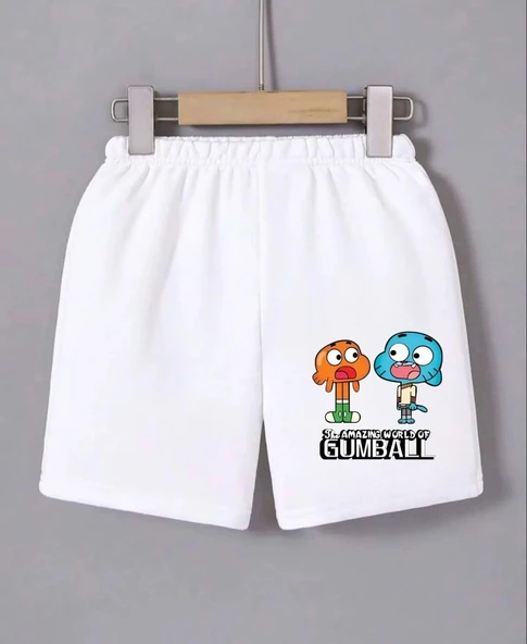 Kadın Beli Lastikli Baskılı Mini Şort - Beyaz ürün görseli 1