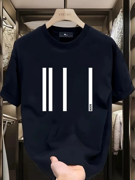 Kadın Kısa Kol Yazlık Tişört Bisiklet Yaka Baskılı Oversize T-Shirt - Siyah ürün görseli 1