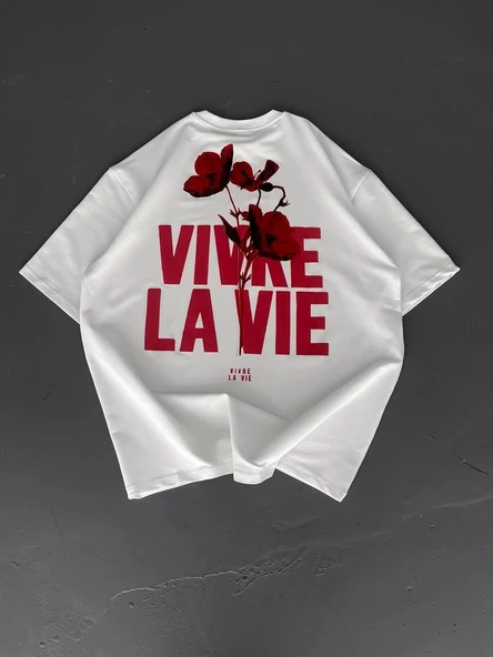 Erkek Ön ve Arka Baskılı T-Shirt Kısa Kol Bisiklet Yaka Regular Fit Tişört - Beyaz ürün görseli 1