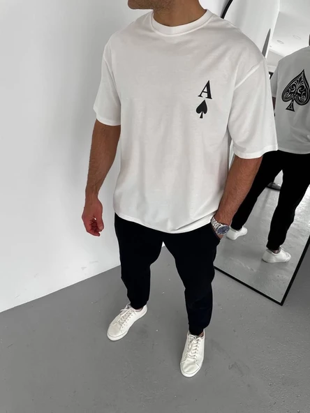 Erkek Baskılı T-Shirt Kısa Kol Bisiklet Yaka Regular Fit Rahat Kalıp Günlük Tişört - Beyaz ürün görseli 1