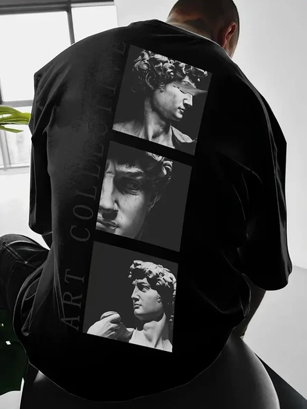 Erkek T-Shirt Sokak Stili Baskılı Kısa kol Tişört - Siyah ürün görseli 1