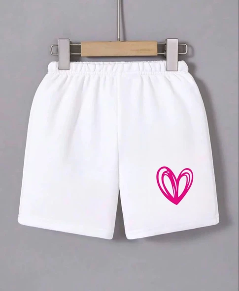 Kadın Beli Lastikli Baskılı Mini Şort - Beyaz ürün görseli 1