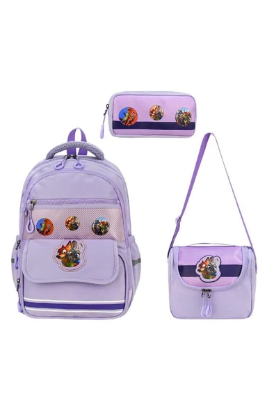 Unisex 3'lü İlkokul Çantası 40*30 Cm Beslenme Çantası Kalem Kutusu Ortopedik İlk Okul Çantası ürün görseli 1