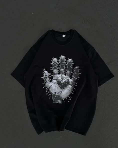 Kadın Baskılı T-Shirt Kısa Kol Bisiklet Yaka Regular Fit Rahat Kalıp Günlük Tişört  - Siyah ürün görseli 1