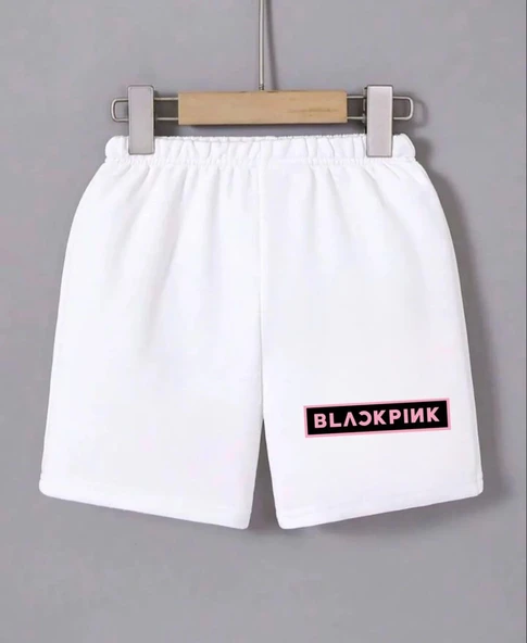 Kadın Beli Lastikli Baskılı Mini Şort - Beyaz ürün görseli 1