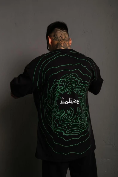 Erkek Kısa Kol Yazlık Tişört Bisiklet Yaka Baskılı Oversize T-Shirt - Siyah ürün görseli 1