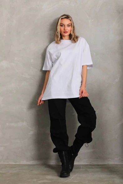 Kadın Düz  Kısa kol Penye T-shirt - Beyaz ürün görseli 1