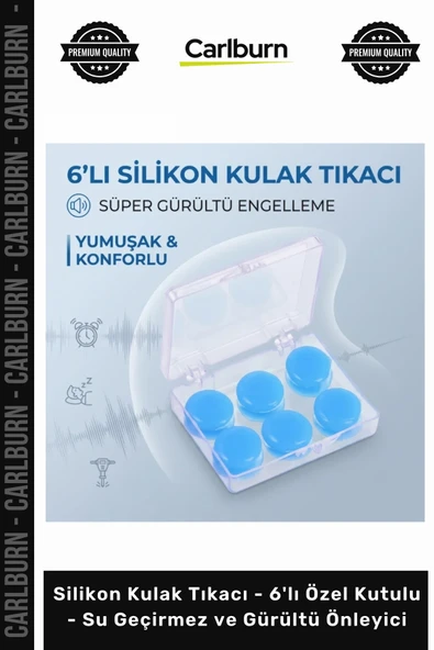 Özel Üretim Yumuşak Uyku Silikon Kulak Tıkacı 6'lı Özel Kutulu Su Geçirmez Gürültü Önleyici ürün görseli 1