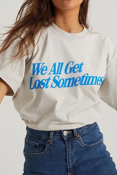 Kadın Baskılı Oversize kısa kol T-Shirt - Beyaz ürün görseli 1