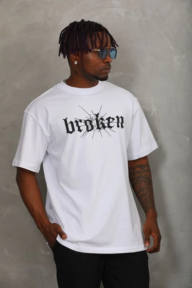 Erkek Baskılı T-Shirt Kısa Kol Bisiklet Yaka Regular Fit Rahat Kalıp Günlük Tişört - Beyaz ürün görseli 1