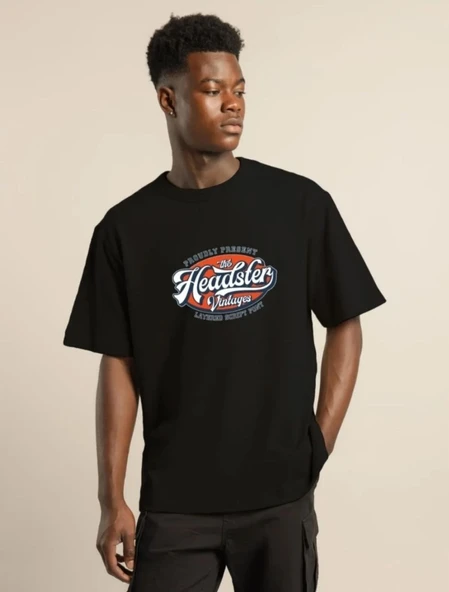 Erkek Baskılı T-Shirt Kısa Kol Bisiklet Yaka Regular Fit Rahat Kalıp Günlük Tişört - Siyah ürün görseli 1