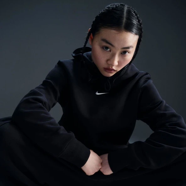 W NSW PHNX FLC STD PO HOODIE  Kadın Sweatshirt HF6839-010 ürün görseli 1