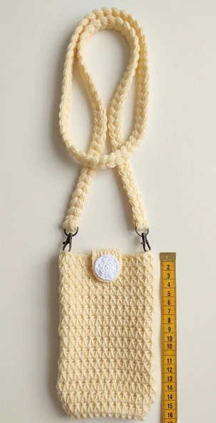 Kalın Örgü Saplı Mini Kadın Omuz Çantası - Resim 3