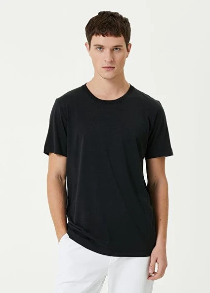ERKEK Düz Tişört Bisiklet Yaka Regular Fit Yazlık Kısa kol T-Shirt - Siyah ürün görseli 1