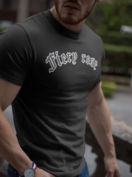 Erkek Tişort Bisiklet Yaka Baskılı kısa kol T-Shirt - Siyah ürün görseli 1