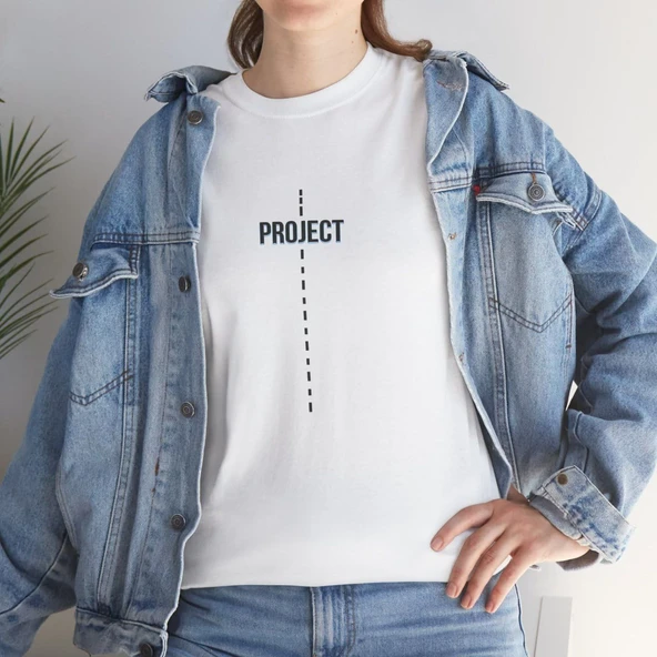 Kadın Bisiklet Yaka Baskılı  Kısa kol T-Shirt - Beyaz ürün görseli 1