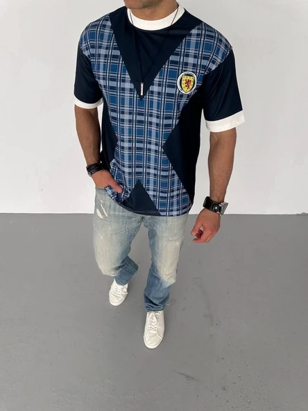 ERKEK Bisiklet Yaka Baskılı Kısa kol Oversize T-Shirt - Siyah ürün görseli 1