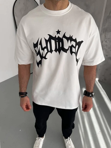 ERKEK Tişört Bisiklet Yaka Baskılı Kısa kol T-Shirt - Beyaz ürün görseli 1