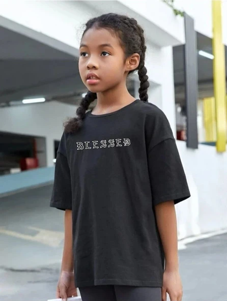 Çocuk Unisex Baskılı T-Shirt - Siyah ürün görseli 1
