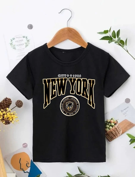 Çocuk Unisex Baskılı T-Shirt - Siyah ürün görseli 1
