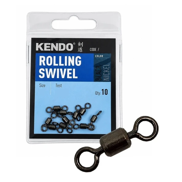 Kendo Rolling Swivel No:4 Siyah Nikel Balıkçı Fırdöndü (10'lu Paket) ürün görseli 1