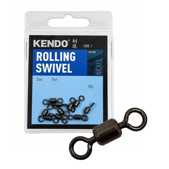 Kendo Rolling Swivel No:10 Siyah Nikel Balıkçı Fırdöndü (15'li Paket) ürün görseli 1