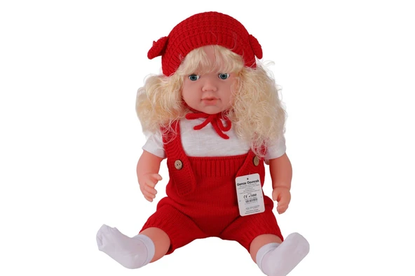 5214 60 CM TRİKOLU TULUMLU SAÇLI BÜYÜK BEBEK ürün görseli 1