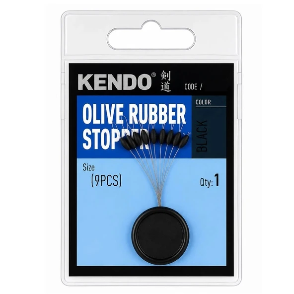 Kendo Olive Rubber Stopper Balıkçı Siyah Kauçuk 9'lu Stoper ürün görseli 1