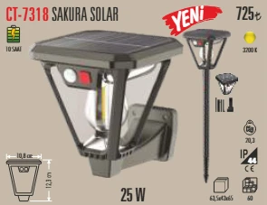 CT-7318 25 W SAKURA SOLAR BAHÇE ARMATÜRÜ ürün görseli 1