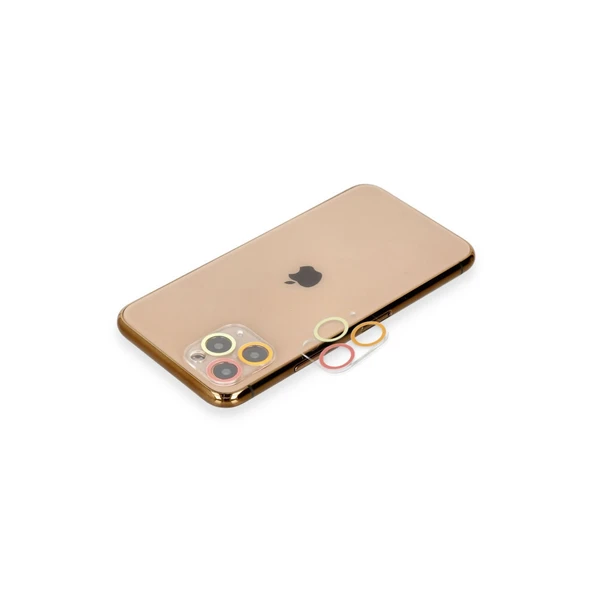 İphone 11 Pro Renkli Kamera Lens Koruma Cam - Turuncu-kırmızı ürün görseli 1