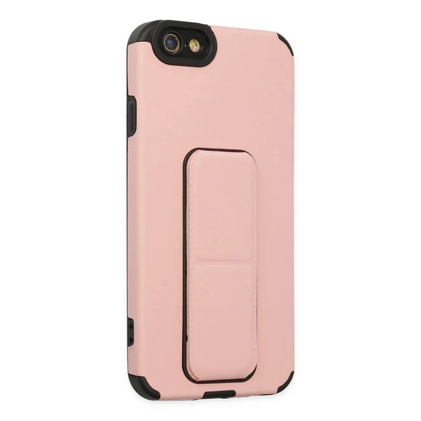 İphone 6 Kılıf Mega Standlı Silikon - Pudra - Resim 4