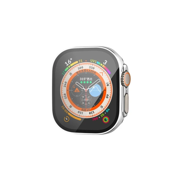 Watch Ultra 49mm Legend Camlı Kasa Ekran Koruyucu - Gümüş ürün görseli 1