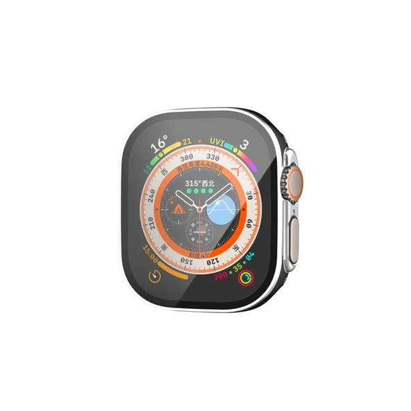 Watch Ultra 49mm Legend Camlı Kasa Ekran Koruyucu - Siyah-gümüş ürün görseli 1