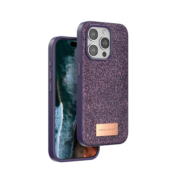 Onegif  İphone 14 Pro Max Bright Simli Kapak - Derin Mor ürün görseli 1