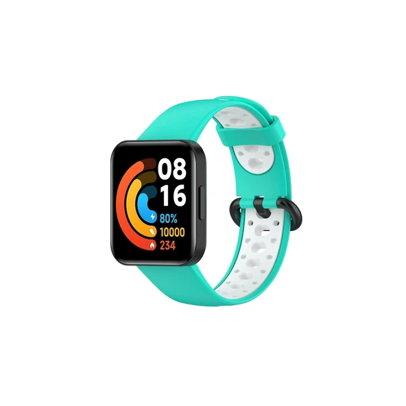 Xiaomi Redmi Watch 2 Spor Delikli Kordon - Turkuaz-beyaz ürün görseli 1