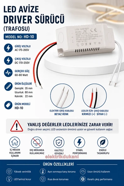 YILDIZ Led Avize Trafosu Dc 180-260v 60-80w X 1 Tek Modlu ürün görseli 1