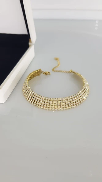 5 SIRA SU YOLU GOLD ÇELİK BİLEKLİK - Resim 2
