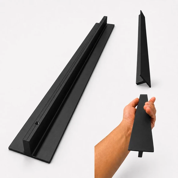 Özen Düz Mat Siyah Metal Çekmece Kulp 224 mm Dolap Mobilya Kulpu 1 Adet Mobilya Aksesuarı ürün görseli 1