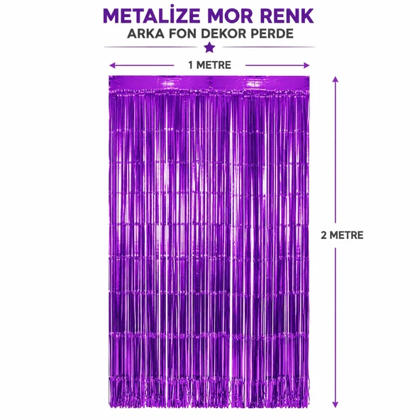 Mor Metalize Parti Perdesi 100x200 cm – Kapı ve Arka Fon Perdesi ürün görseli 1
